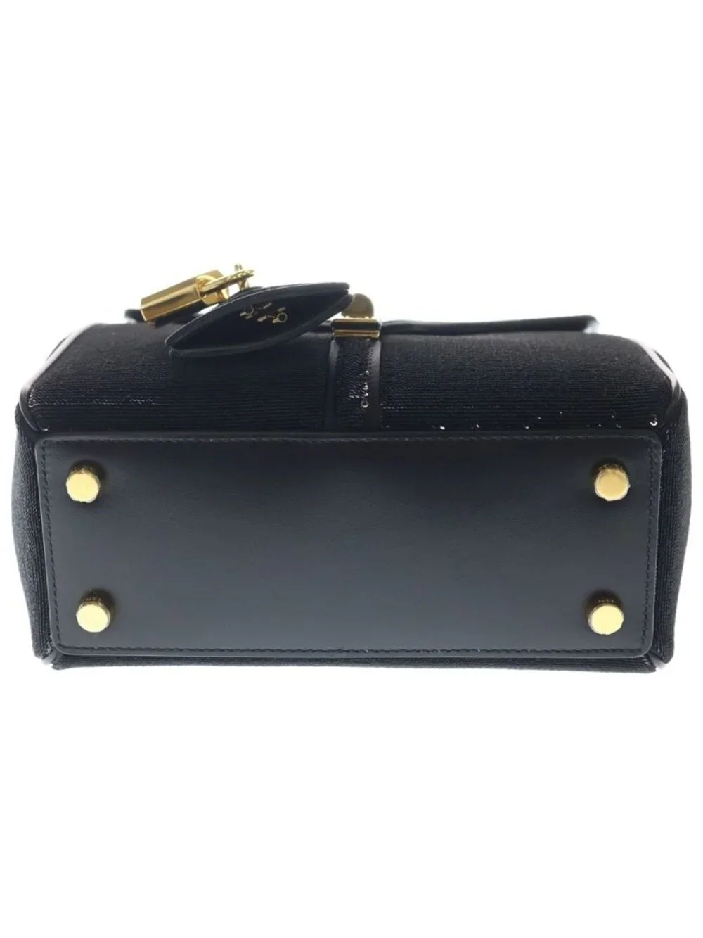 Celine Mini 16 Sesame Sequin 2-Way Shoulder Bag Black Calfskin Gold